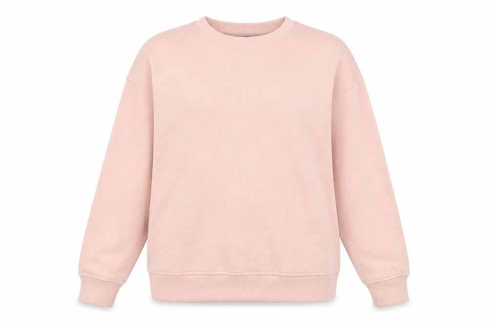 Front view of F&F women’s pink polyester pullover sweatshirt, size UK 6, pullover