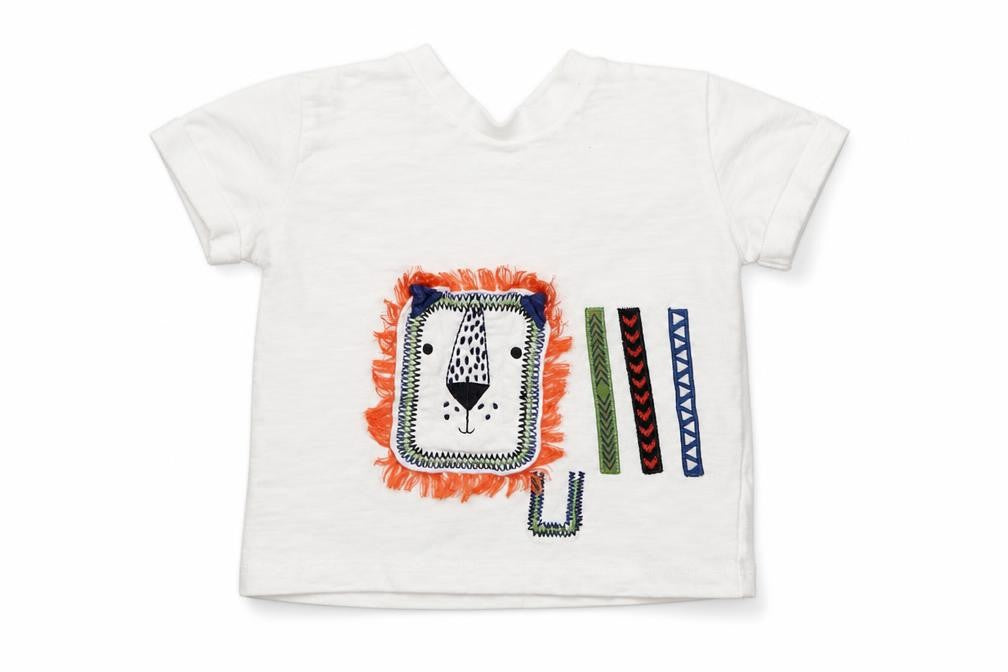 F&F Girls White  Cotton Basic T-Shirt Size 9-12 Months Crew Neck Snap