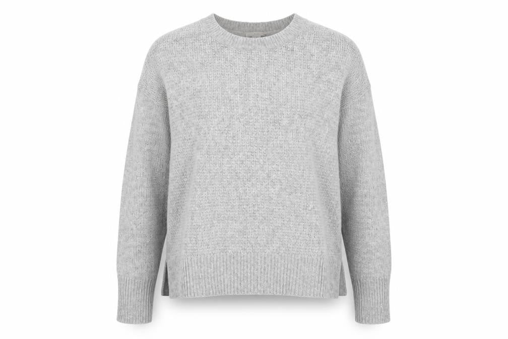 Front view of Gap women’s grey crew neck nylon jumper, size S