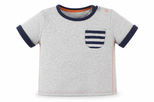 Front view of George boys’ grey cotton basic t-shirt, size 12, months crew neck snap