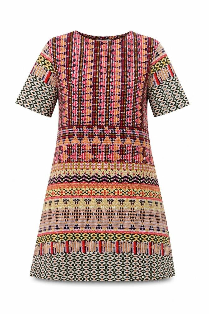 Front view of Glamorous women’s multicoloured fair isle polyester a-line, size XS, round neck