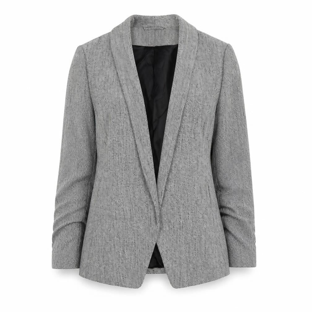 Front view of H&M women’s grey jacket, size UK 10