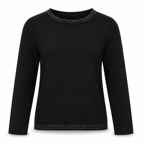 Anna Rose Womens Black Boat Neck  Acrylic Pullover Jumper Size S
