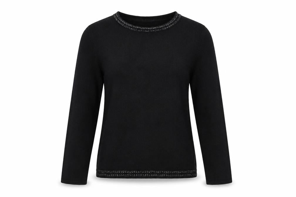 Anna Rose Womens Black Boat Neck  Acrylic Pullover Jumper Size S