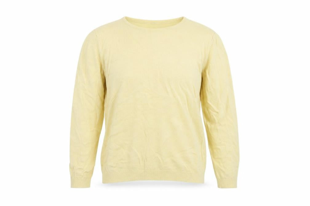 Front view of Marks & Spencer women’s yellow crew neck acrylic jumper, size M