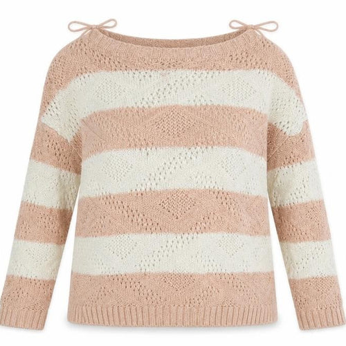 George Womens Beige Round Neck Striped Wool Pullover Jumper Size 12