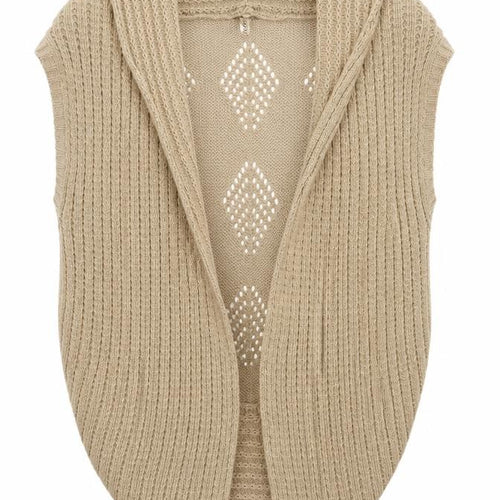 Ribbon Womens Brown Round Neck Geometric Acrylic Cape Jumper Size 12