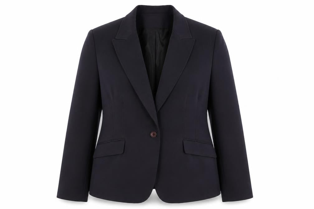 Front view of George women’s grey jacket blazer, size UK 14, button