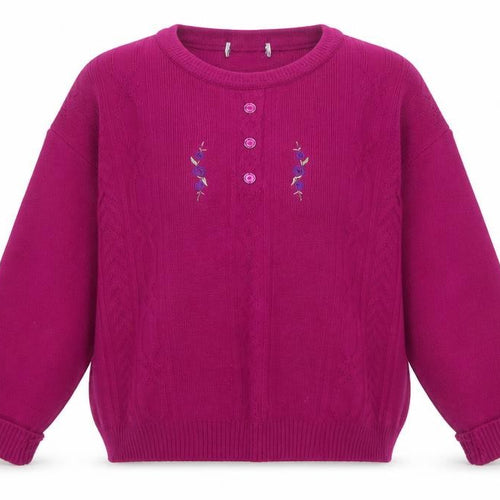 Preworn Womens Purple Round Neck  Acrylic Pullover Jumper Size 14   - Flowers