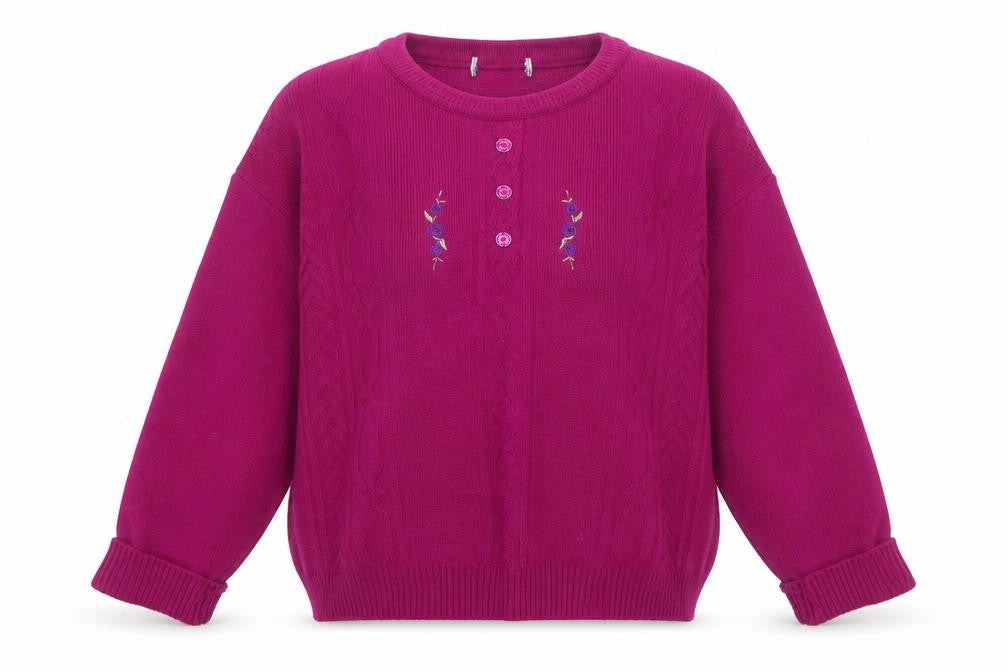Preworn Womens Purple Round Neck  Acrylic Pullover Jumper Size 14   - Flowers