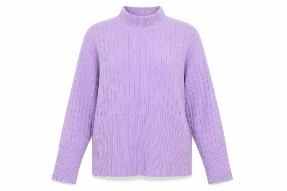 Marks and Spencer Womens Purple Round Neck Geometric Viscose Pullover Jumper Size 14