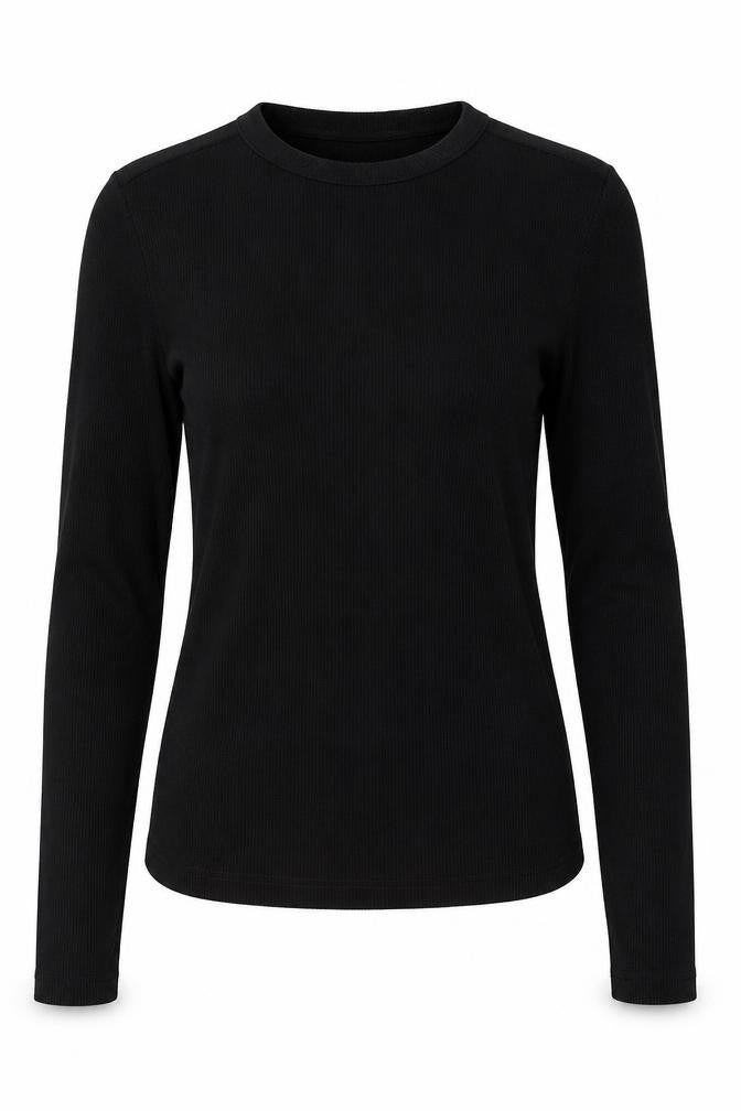 Front view of SHEIN women’s black round neck polyester jumper, size L