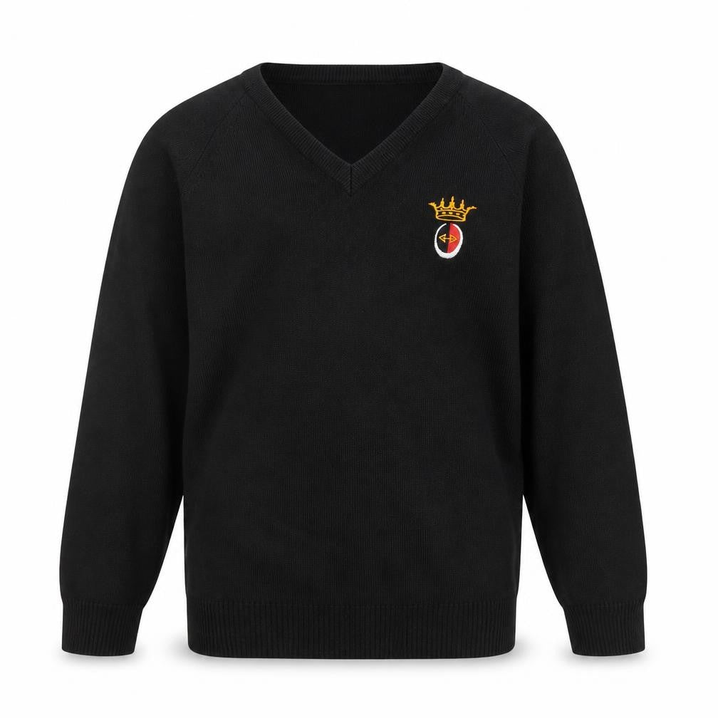Front view of Performa boys’ black cotton pullover sweatshirt, size 9-10, years