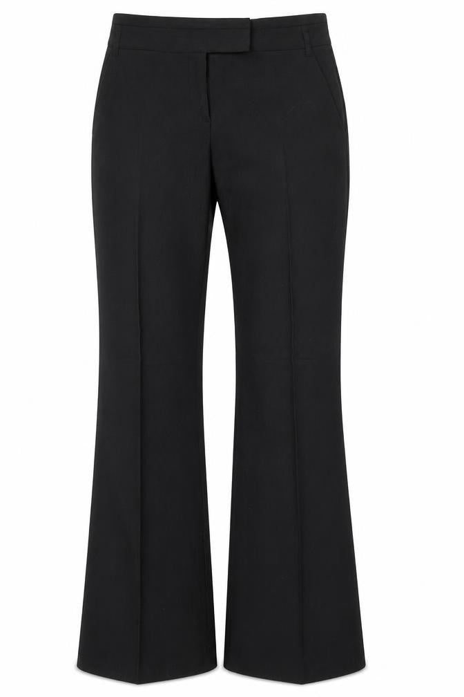 Front view of Marks & Spencer women’s grey polyester trousers, size UK 12, 31-inch leg regular