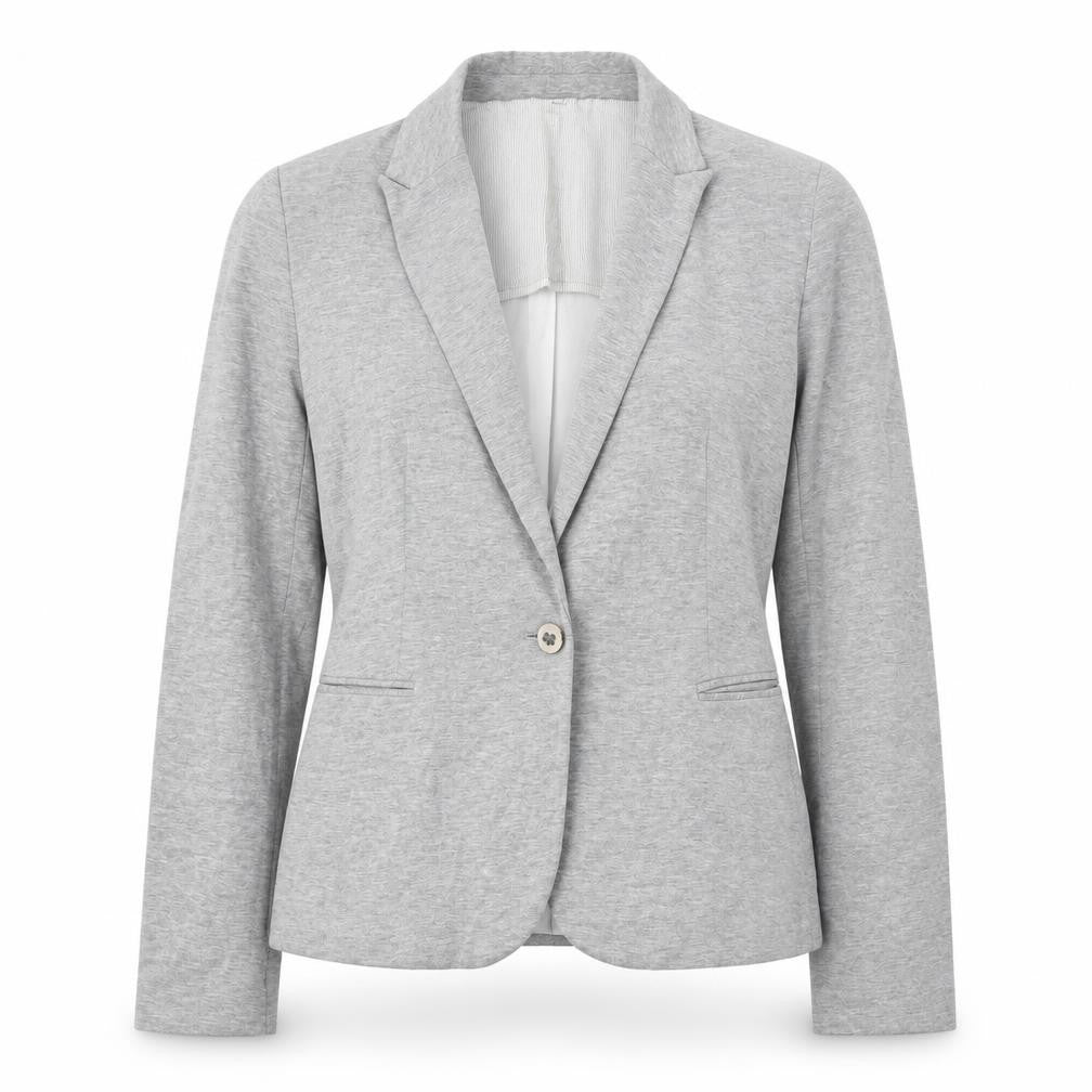 Front view of New Look women’s grey cotton jacket blazer, size L