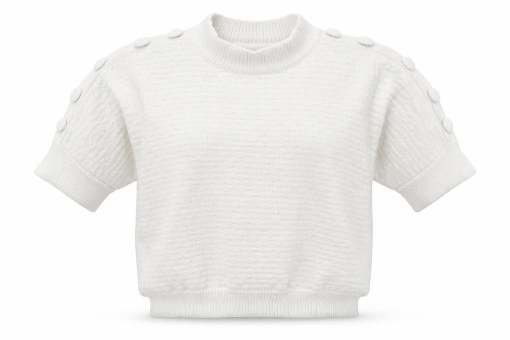 Front view of Exquiss's women’s white mock neck viscose jumper, size S