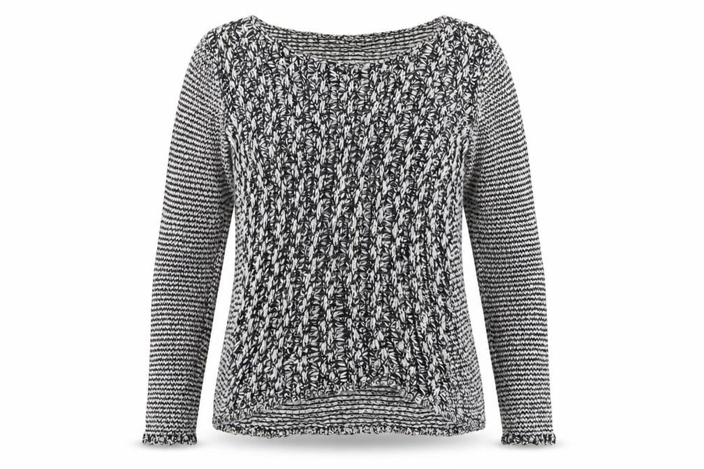 Front view of Kenar women’s black round neck cotton jumper, size M