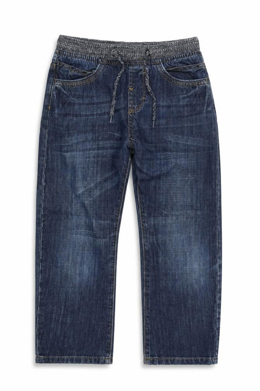 Matalan Boys Blue  Cotton Straight Jeans Size 9 Months L22 in Regular Drawstring
