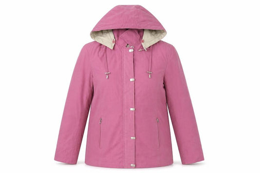 Front view of First Avenue women’s pink jacket, size UK 10, zip