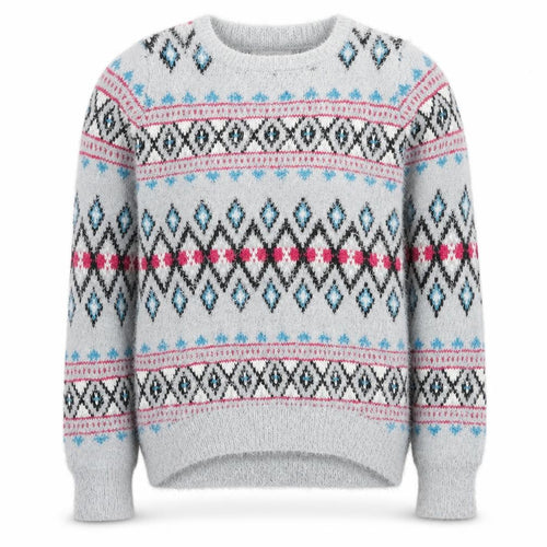 Cherokee Girls Multicoloured Round Neck Geometric Acrylic Pullover Jumper Size 9-10 Years