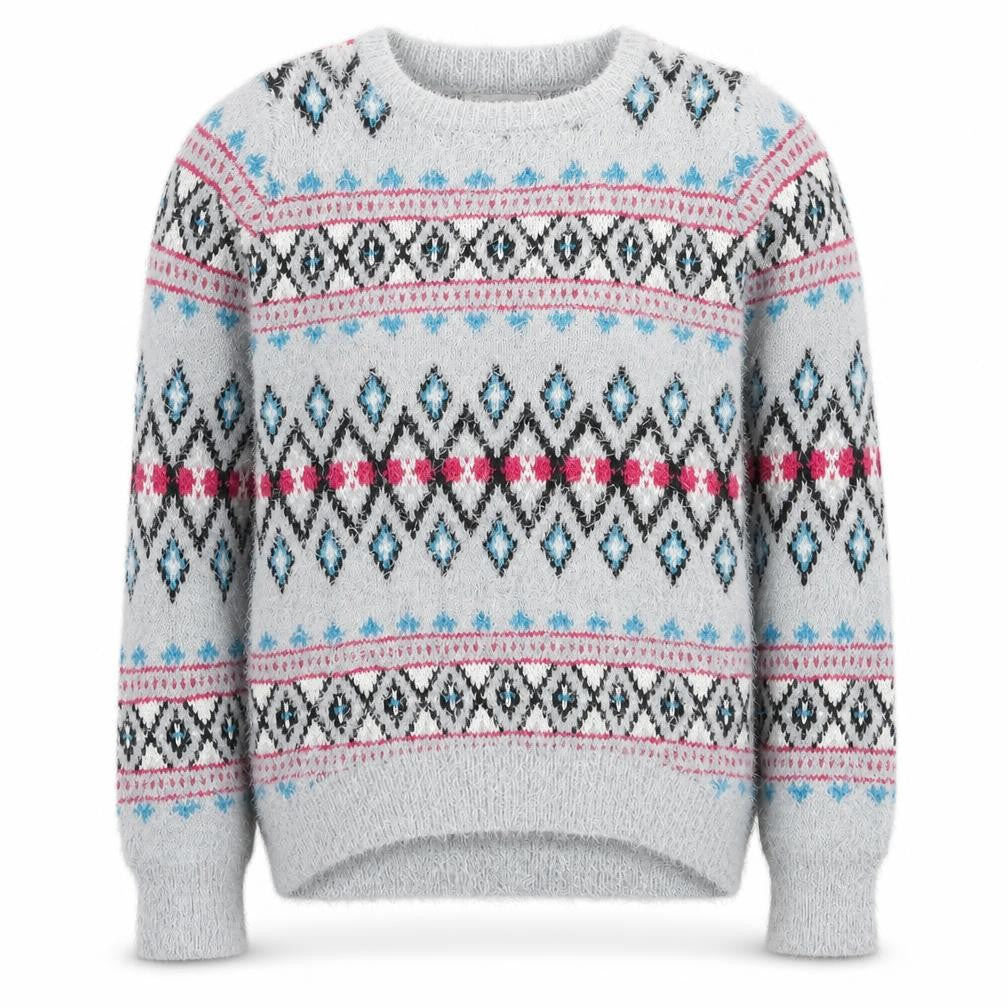 Cherokee Girls Multicoloured Round Neck Geometric Acrylic Pullover Jumper Size 9-10 Years