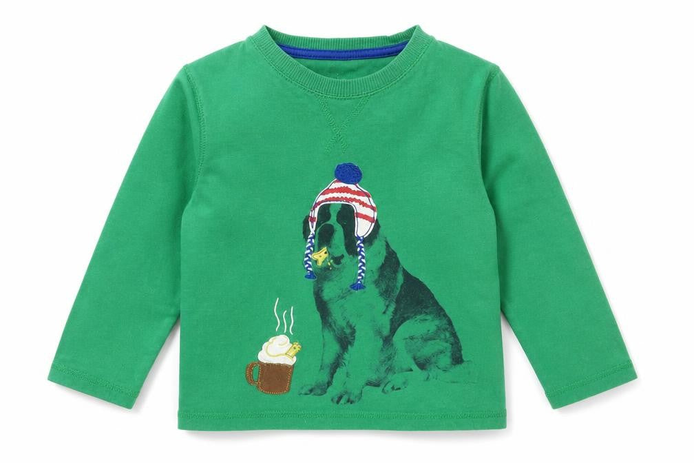 Front view of Preworn boys’ green cotton basic casual, size 3, years crew neck pullover
