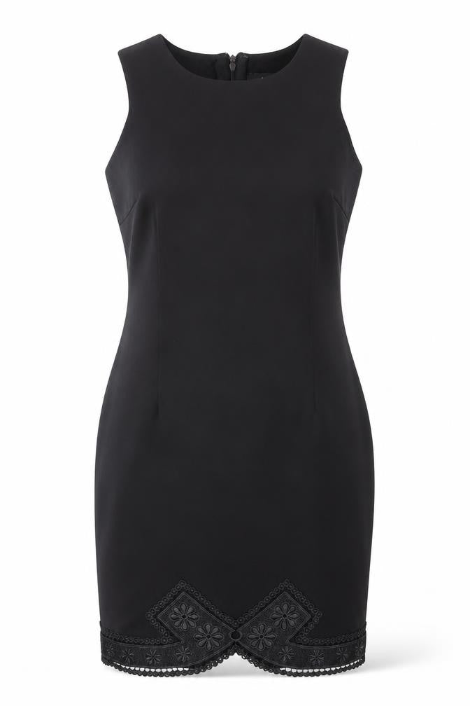 AX Paris Womens Black  Polyester Pencil Dress  Size 14  Crew Neck Zip