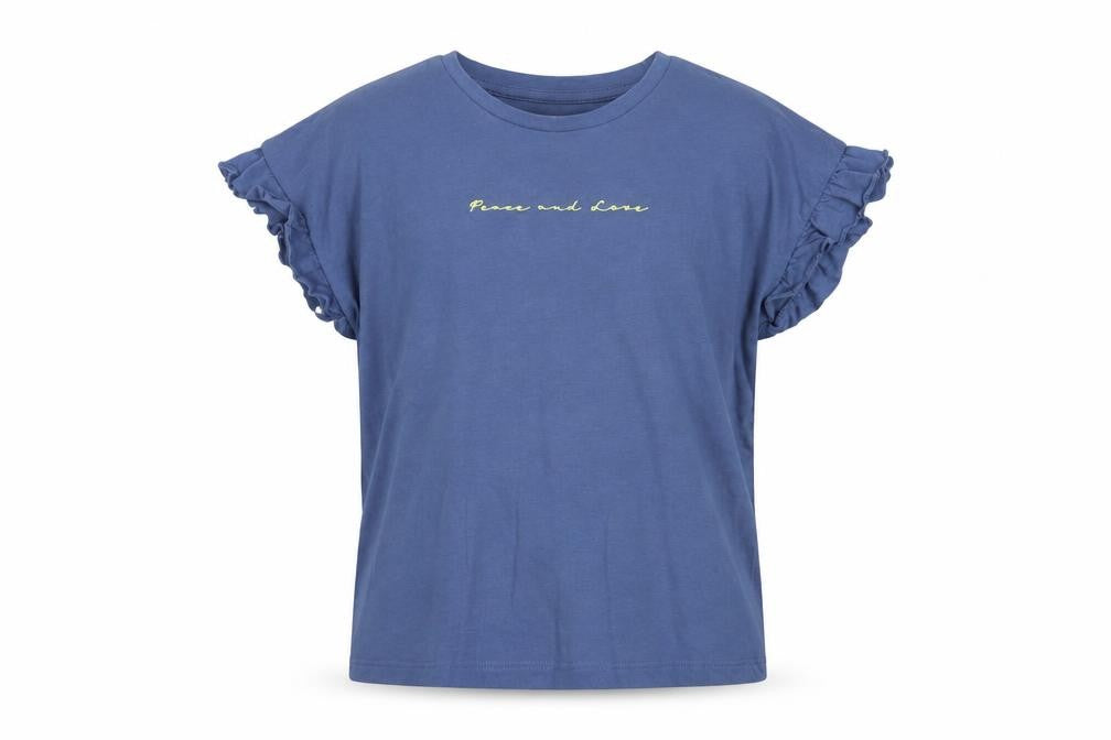 Very Girls Blue  Cotton Pullover T-Shirt Size 9 Years Crew Neck Pullover - Peace And Love
