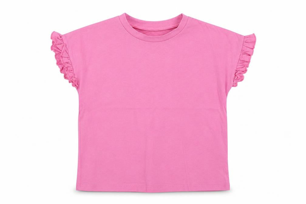 Front view of Very girls’ pink cotton pullover t-shirt, size 9, years crew neck pullover