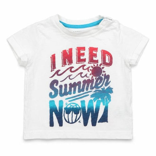 F&F Baby White  Cotton Basic T-Shirt Size 6-9 Months Crew Neck Button - Need Summer