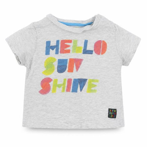 F&F Baby Grey  Cotton Basic T-Shirt Size 6-9 Months Crew Neck Snap - Hello