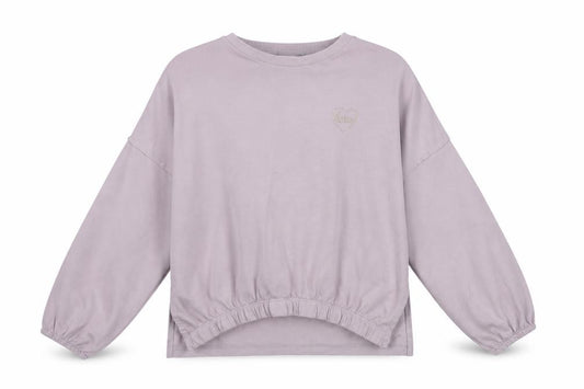 Front view of Next girls’ purple cotton pullover sweatshirt, size 10, years pullover - love