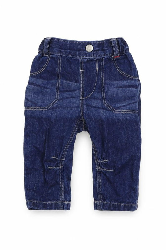 Front view of George Baby Blue 100% Cotton Jogger Jeans, size 3-6, Months