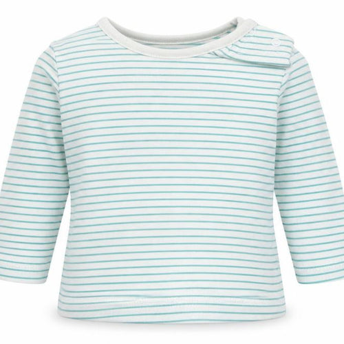 Dunnes Stores Baby Green Striped 100% Cotton Basic T-Shirt Size 0-3 Months Round Neck Pullover