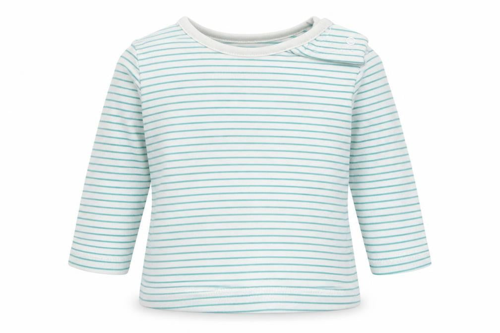 Dunnes Stores Baby Green Striped 100% Cotton Basic T-Shirt Size 0-3 Months Round Neck Pullover