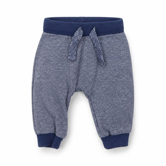 Front view of F&F Baby Blue Striped Cotton Jogger Trousers, size 0-3, Months
