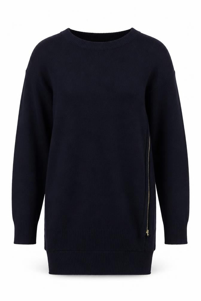 Front view of Matalan women’s blue boat neck acrylic jumper, size S