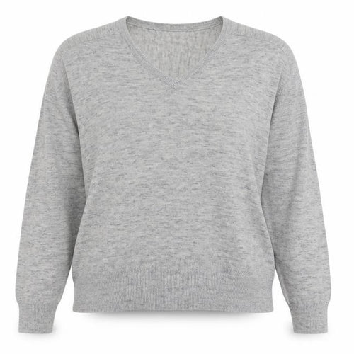 Mango Womens Grey V-Neck  Acrylic Pullover Jumper Size S