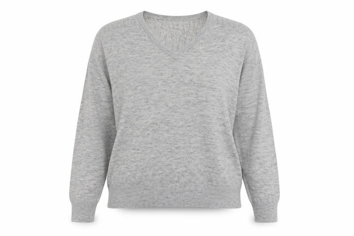 Mango Womens Grey V-Neck Acrylic Pullover Jumper Size S