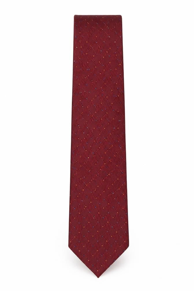 Front view of Andrea Sorando men’s red geometric polyester pointed tie one size