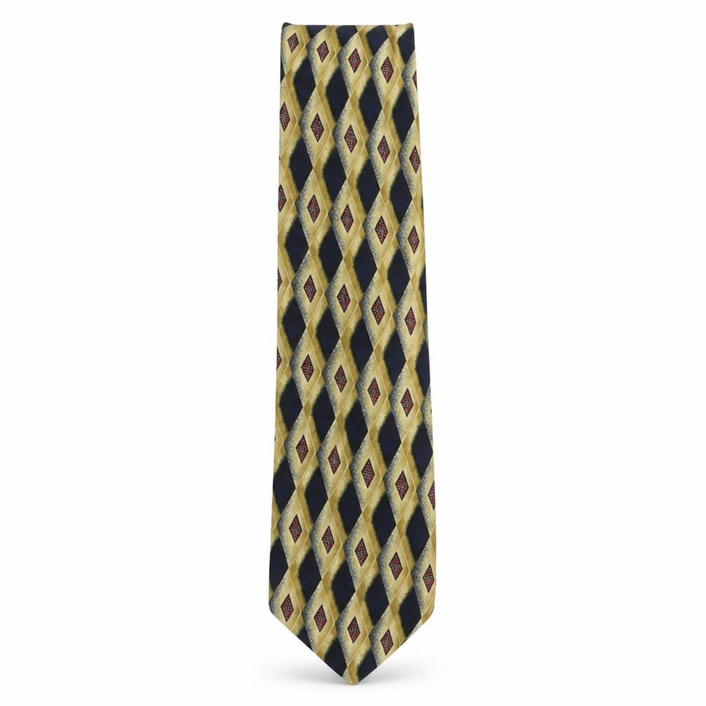 Front view of Lloyd Attree & Smith men’s multicoloured geometric silk pointed tie one size