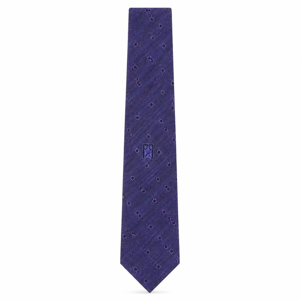Front view of Marks & Spencer men’s blue geometric silk pointed tie one size