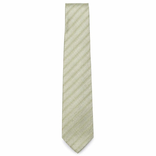 Marks and Spencer Mens Green Striped Silk Pointed Tie One Size