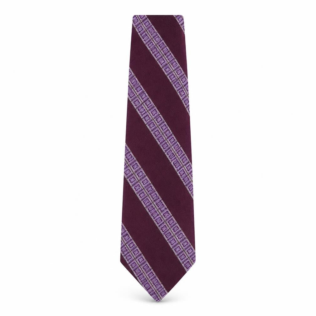 Front view of Prova men’s purple geometric polyester pointed tie one size