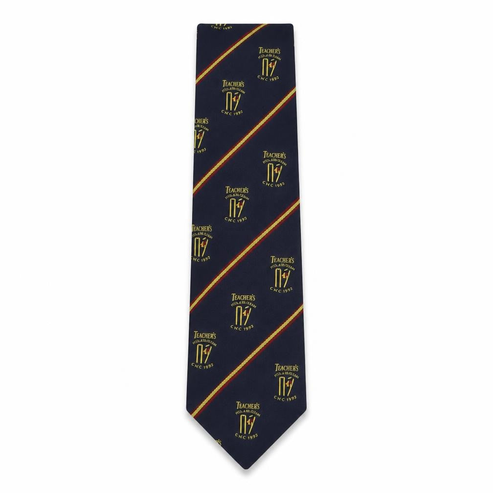Front view of Teachers men’s multicoloured geometric polyester pointed tie one size