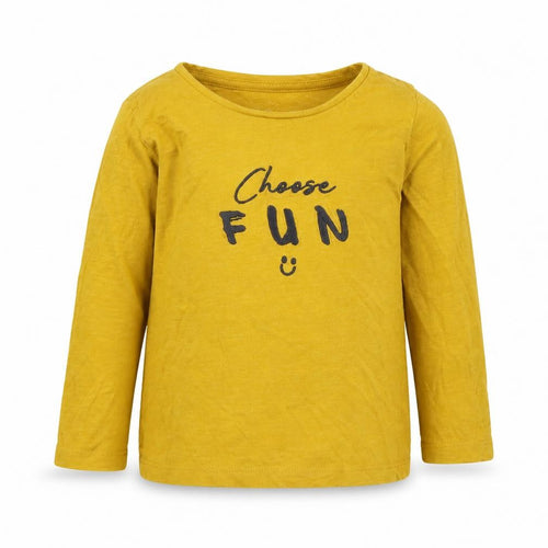 F&F Baby Yellow  100% Cotton Pullover T-Shirt Size 12-18 Months Round Neck Pullover - Slogan