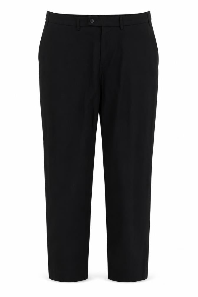 Front view of F&F women’s black polyester trousers, size UK 40, in, 29-inch leg regular