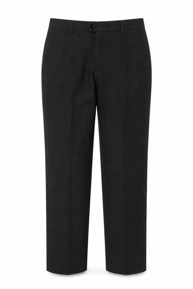 Front view of Next women’s grey polyester trousers, size UK 32, in, 30-inch leg regular