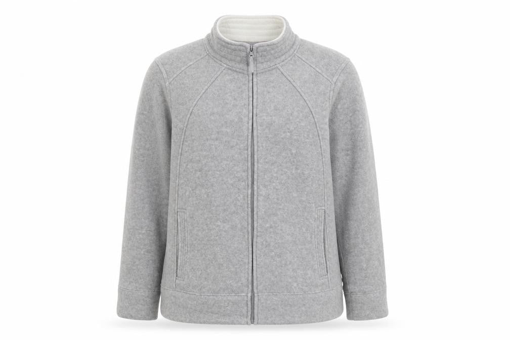 Front view of Bonmarché women’s grey jacket, size L, zip