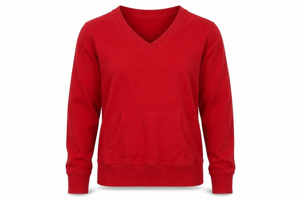 Front view of George women’s red cotton pullover hoodie, size UK 8